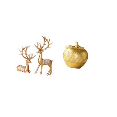 Imagem de Fenteer Escultura de Resina de Rena Europeia, Estatueta Colecionável de Arte Moderna para Mesa, Estante, Sala de Jantar, Quarto, Escritório, Amante, Estátua