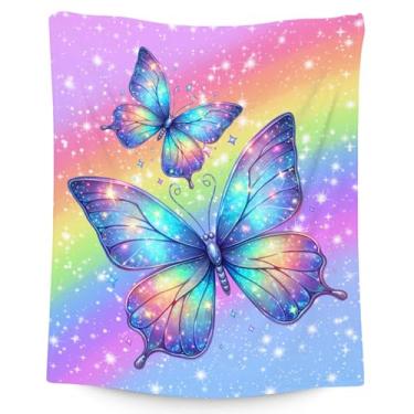 Imagem de AIOMXZZ Cobertor infantil para meninas, presentes de borboleta para mulheres, 127 x 152 cm, decoração aconchegante de pelúcia para sofá