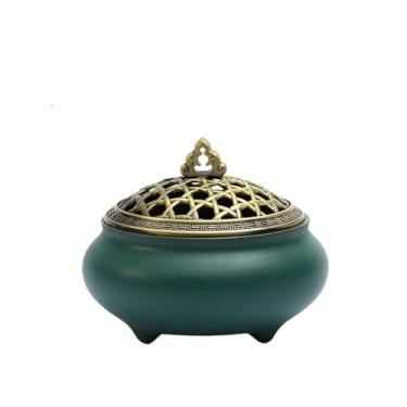 Imagem de Porta-incenso decorativo Queimador de incenso de cerâmica ideal para defumar, queimar incenso, fins rituais e decoração(Green)