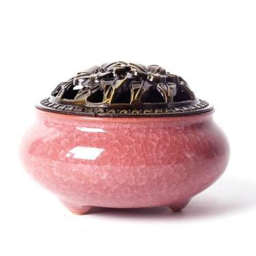 Imagem de Turíbulo Incensário de Mesa em Cerâmica Rosa 10cm - Flash
