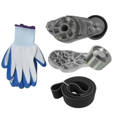 Imagem de Kessocco Conjunto de tensor de ventilador de reposição de 3 peças para motor Volvo D13 21714847 20582558 20582557 12 ranhuras tensor de correia de ventilador com conjunto de polia