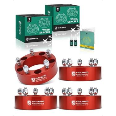 Imagem de YHTAUTO Espaçadores de roda de 5 x 5,5 cm, compatíveis com modelos Dodge, Ford e Jeep, Ram 1500, Bronco, F-150, CJ3 CJ5 CJ5A CJ6A, espaçadores de pneu vermelhos de 5 terminais com pinos de grau 1/5.1