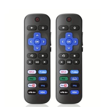 Imagem de (Pacote com 2) Substituição de controle remoto universal – Compatível com TVs Roku – Controle remoto de TV com 8 teclas de atalho (não compatível com Roku Stick/Player/Box)
