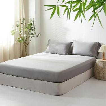 Imagem de Simple&Opulence 100% Bamboo Viscose Fitted Sheet, 1 Piece Only Mattress Cover, 15 Inch Deep Pocket Comfy Bed Sheet(Grey,King)