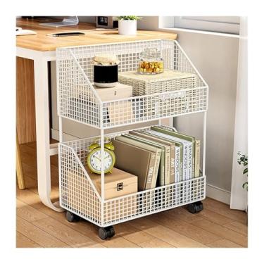 Imagem de Armário de Arquivos Carrinho de prateleira mesa, estante livros com polia, armazenamento documentos, em camadas