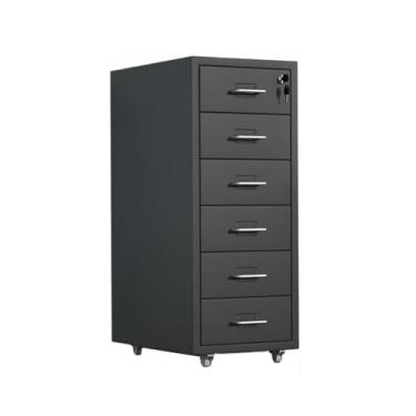 Imagem de Armário de Arquivos Armário de arquivo escritório gaveta aço laminado a frio espessado armazenamento grande capacidade organização dados multifuncional com fechaduras(Preto)