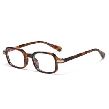 Imagem de VFDHN Óculos de sol femininos retrô retangulares, modernos, transparentes, lentes degradê, UV400, masculino, rebites (transparente leopardo)