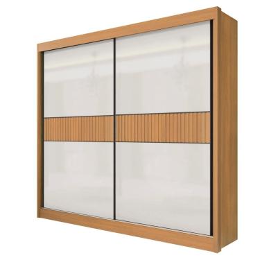 Imagem de Guarda Roupa Casal Cancun Ripado 2 Portas 6 Gavetas Com Pés - D' Doro Cinamomo/off White/ripado