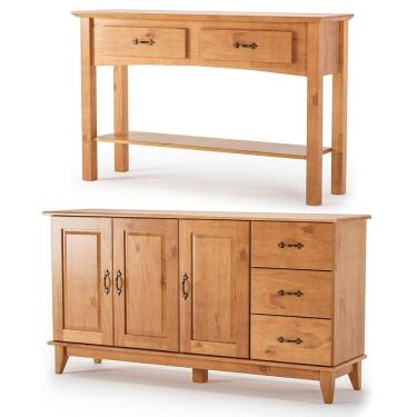 Imagem de Kit Balcão Buffet 3 Portas e Aparador 100% Madeira Bellora