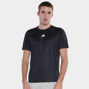 Imagem de Camiseta Adidas Treino Básica Masculina, Preto, Branco, M