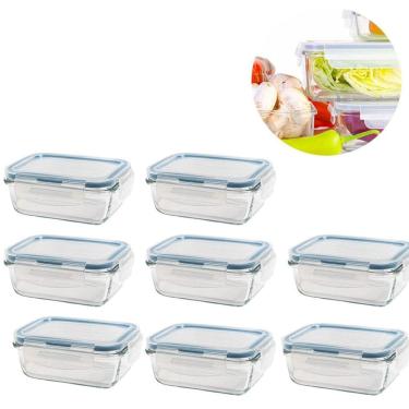 Imagem de Kit 8 Potes De Vidro Hermético Com Trava E Vedação 840 Ml