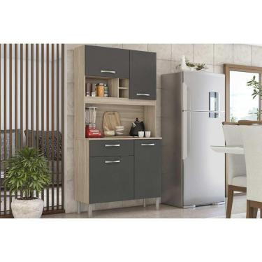 Imagem de Kit De Cozinha Compacta Malta 4 Portas E 1 Gaveta 91cm Avena-grafito - Demóbile