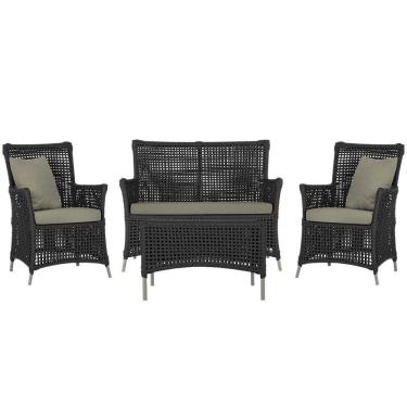 Imagem de Jogo Sofá E 2 Poltronas E Mesa Igapó Fendi E8 Trama Original Preto