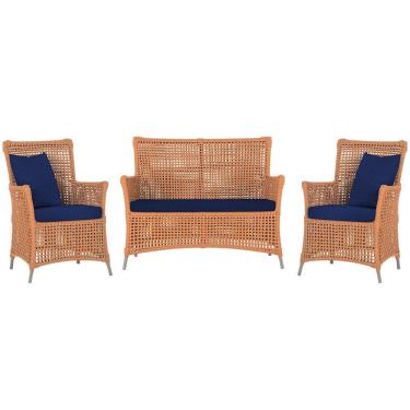 Imagem de Jogo Sofá E 2 Poltronas Igapó Alumínio Fendi E10 Trama Terra Cota