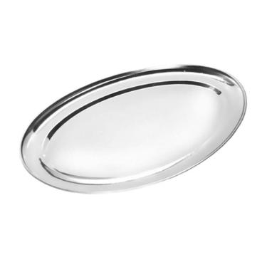 Imagem de Bandeja Travessa Oval Rasa Inox Servir Porções Batata 30 Cm