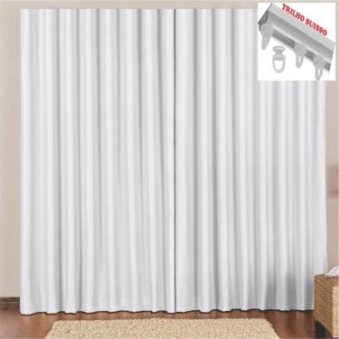Imagem de Cortina 2 Mts Sala Quarto Escritório Blackout Original Para Trilho Suisso - Gelo