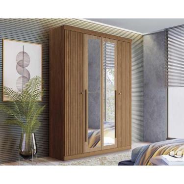 Imagem de Guarda Roupa Solteiro 4 Portas E 2 Gavetas C- Espelho Buriti Jatoba - Santos Andirá