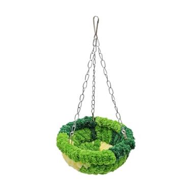 Imagem de IEUDNS Rede suspensa para pássaros, de inverno, fácil instalação, cama fofa para reprodução, acessórios para gaiola de pássaros para canários e, Verde