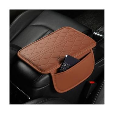 Imagem de Sandfren Capa de console central de carro, almofada de couro para apoio de braço de veículo com 2 sacos de armazenamento, acessórios de proteção de descanso de braço interior automotivo, universal