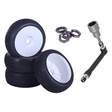Imagem de Pneus e roda de carro, 4 peças, nylon e liga sextavada de 17 mm para carrinho de 1/8