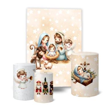 Imagem de Trio Capas Cilindro + Painel 1,50x2,20m Retangular Natal (K6NAT0021)
