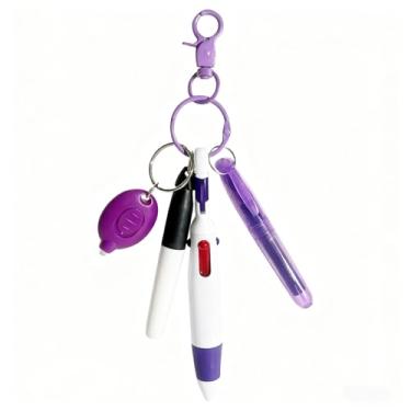 Imagem de Conjunto de 5 peças de acessórios de enfermeira, itens essenciais de enfermagem, inclui clipe de chaveiro, mini marcador, marcador permanente, caneta esferográfica e chaveiro de LED, lanterna roxa