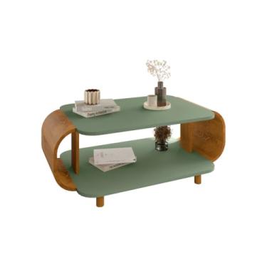 Imagem de Mesa de Centro Sala com Pés de Madeira Maciça TOP(Pistache/Naturalle)