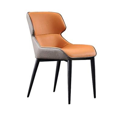 Imagem de Cadeiras de móveis de sala de jantar de cozinha modernas de couro PU cadeiras de jantar com encosto alto acolchoado assento macio cadeiras de sala de estar com pernas pretas para cadeiras de jantar e