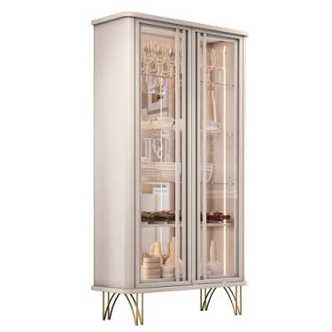 Imagem de Cristaleira Decorativo com LED Portas de Vidro Évora Off White G26 - HB Móveis