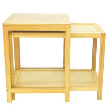 Imagem de 3FLQOOPP Mesa lateral quadrada, sala de estar, mesa lateral extensível simples, mesa pequena, casa pequena, quarto, mesa de cabeceira, prateleira