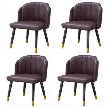 Imagem de Conjunto de 4 cadeiras de jantar, cadeiras de recepção de escritório, cadeiras de jantar de negócios, moderno, conjunto de 4, cadeiras laterais de couro à prova d'água com pernas de metal, cozinha,