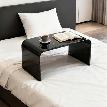Imagem de Mesa pequena de acrílico preto de 61 cm - móveis modernos multiuso para uso como mesas de colo, mesa lateral de acrílico ou mesa de canto em salas de estar, sofá, quartos e escritórios