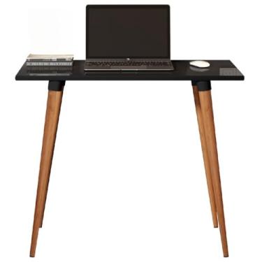 Imagem de Mesa Escrivaninha Retrô Escritório Minimalista Elegance Computador Pé Palito (Preto Fosco)