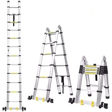 Imagem de OKUOKA Escadas, escada telescópica para casa escada reta dobrável de alumínio grosso antiderrapante para uso doméstico diário 150 kg rolamento de carga