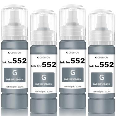 Imagem de GUBFFON Refil de tinta cinza 552 400 ml para impressora Epson EcoTank ET-8550 ET-8500 de alta capacidade pacote com 4 (não tinta de sublimação)