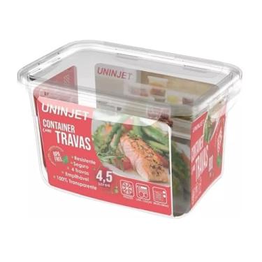 Imagem de Kit 10 Potes Marmita Grande 4500ml Container c/Tampa 4 Travas (Ideal Para Freezer e Micro-ondas)