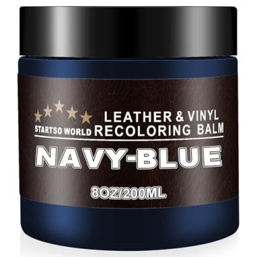 Imagem de STARTSO WORLD Bálsamo de recoloração de couro, kit de reparo de couro azul marinho para móveis, tinta de couro, restaurador de cor de couro para sofás, pintura de sofá de couro | reparo, restaura e