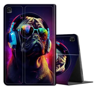 Imagem de Capa para Samsung Galaxy Tab S6 Lite 10,4 polegadas 2022/2020, TPU leve à prova de choque com capa hibernar/despertar automática para Galaxy Tab S6 Lite SM-P610/P613/P615/P619, Music Pug Dog