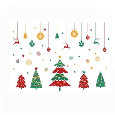 Imagem de HuGei Adesivos de parede de Natal, adesivos de festa de inverno, faça você mesmo, sinos de árvore de Natal, floco de neve, mãos para decoração de casa, como sala de estar, quarto, banheiro, quarto de