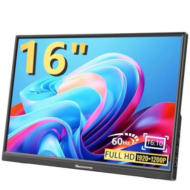 Imagem de Showscren Monitor Portátil De 16 Polegadas, Tela Full Hd 1920X1200P, 300 Cds/Brilho, Painel Lcd Ips 60 Hz, 100% Rgb, Alto-Falante Integrado, Hdmi Usb-C Para Laptop, Pc, Ps3/Ps4 Switch