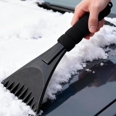Imagem de Raspador de gelo para para-brisa de carro, ferramenta de remoção de gelo e gelo de neve, pá portátil para quebrar o gelo para todos os carros, SUVs e caminhões/preto