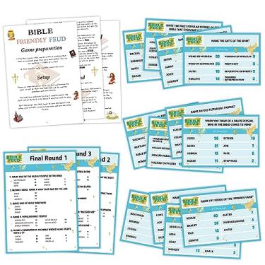 Imagem de Bible Feud for Adults and Family - 15 Game Cards + 3 Instruction Cards, Fun Bible Trivia for Game Night, Religious Gifts Christians Like