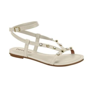 Imagem de Sandália Rasteira Casual Beira Rio Feminina Tachas Off White Cor:Off W