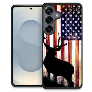 Imagem de TnXee Compatível com Samsung Galaxy S25+, capa protetora antiderrapante e à prova de choque com bandeira de veado para mulheres/homens, borracha de silicone macio + capa traseira rígida de