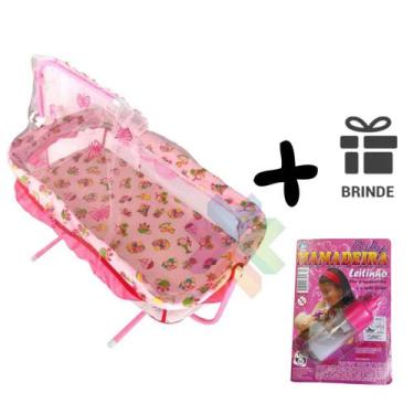 Imagem de Berço para Boneca Bercinho de Boneca Estilo Reborn - M&P, Rosa