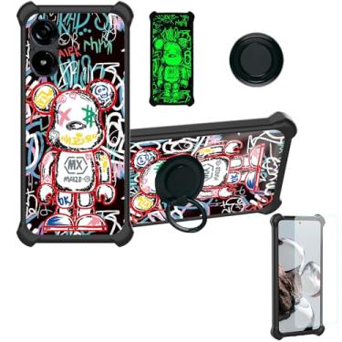 Imagem de Aroepurt Capa compatível com Foxx FOXXD A67W [com protetor de tela de vidro temperado][PC rígido + silicone macio][suporte para anel] [efeito luminoso] YGH-MXX