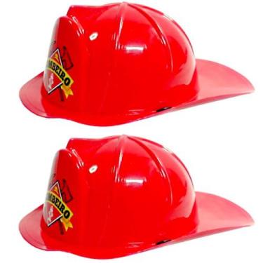 Imagem de Kit 2 Capacete Bombeiro Brinquedo Fantasia Infantil Adulto Tamanho Úni
