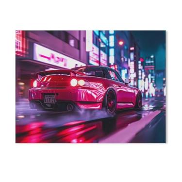 Imagem de HouLaiZhe Neon Sports Car S2000 Jdm Cartazes de carro lona parede estética decoração de sala de parede impressões galeria sala decoração de parede para quarto sala de estar escritório 18 x 24