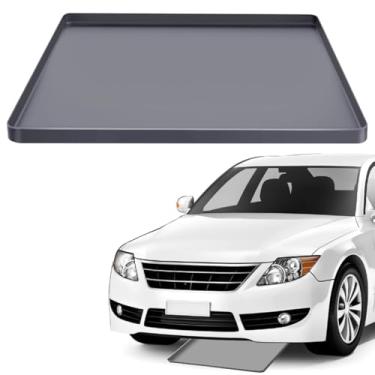 Imagem de Tapete de derramamento de óleo bandeja de gotejamento de óleo sob o carro, bandeja de gotejamento de tapete de chão de garagem, almofada de silicone macio com borda elevada, bandeja automotiva