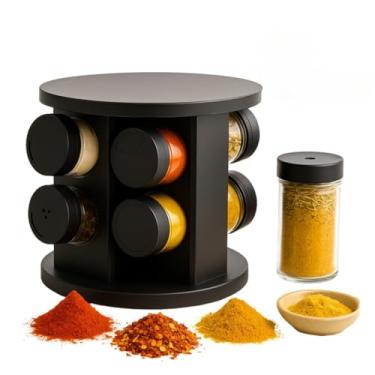 Imagem de Conjunto de Potes de Vidro Para Condimentos Com Suporte, Ideal Para Dosear Sal e Pimenta – Essencial Para a OrganizaçãO Da Cozinha.(6 Potes)
